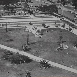 Aerial view of Hyde Park remodelling, Sydney, 1930
