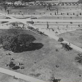 Aerial view of Hyde Park North remodelling, Sydney, 1930