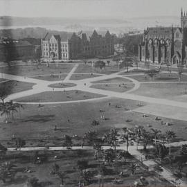 Easterly aerial view of Hyde Park North remodelling, Sydney, 1930