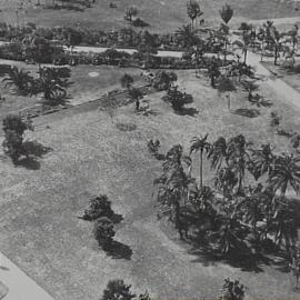 North east aerial view of Hyde Park North remodelling, Elizabeth Street Sydney, 1930