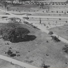 Easterly aerial view of Hyde Park North remodelling, Elizabeth Street Sydney, 1930