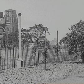Hyde Park North, showing Mary's Cathedral, College Street Sydney, 1931