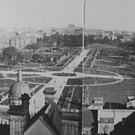Aerial view of Hyde Park looking south, Macquarie Street Sydney, 1930