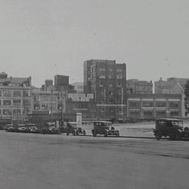 View west showing an excavation for railway in park, Liverpool Street Sydney, 1932