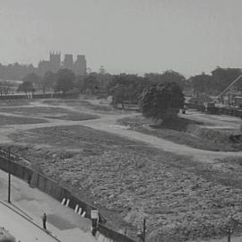 Elevated view of Hyde Park South, corner Elizabeth and Liverpool Street Sydney, 1932