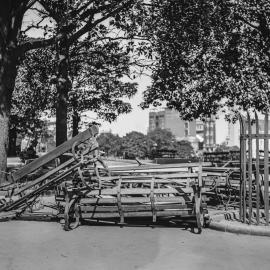 Hyde Park damaged during Harbour Bridge opening celebrations, Elizabeth Street Sydney, 1932