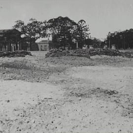 Re-turfing Hyde Park North, Park and College Streets Sydney, 1932