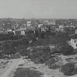 Elevated view south east of Hyde Park South, Elizabeth Street Sydney, 1932