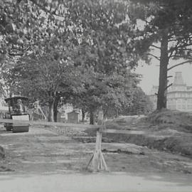 Excavation work in Hyde Park South, corner Park and Elizabeth Streets Sydney, 1932