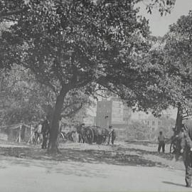 Excavation work in Hyde Park South, corner Park and Elizabeth Streets Sydney, 1932