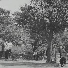 Excavation work in Hyde Park South, corner Park and Elizabeth Streets Sydney, 1932