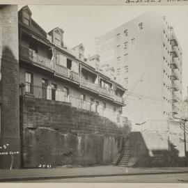 Print - Streetscape with terraces and buildings, Kent Street towards Clarence Lane Sydney, 1921