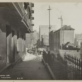 Print - Buildings and demolition work, Clarence Lane Sydney, 1921