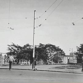 Hyde Park South, looking west, corner Liverpool and College Streets Sydney, 1934