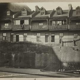 Print - Terrace houses in Clarence Lane from Kent Street Sydney, 1921