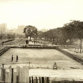 Construction of ANZAC War Memorial and Pool of Reflection, Elizabeth Street Sydney, 1934