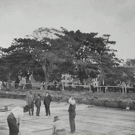 Construction of Pool of Reflection, looking south west, Elizabeth Street Sydney, 1934