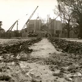Construction of Anzac War Memorial, looking north, Liverpool Street Sydney, 1932