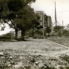 Construction of Anzac Memorial, looking south west, Liverpool Street Sydney, 1932
