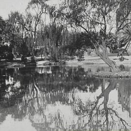 Victoria Park Lake reconditioned, trees, corner Parramatta Road and City Road Broadway, 1931