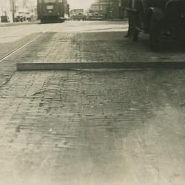 View of wood paved surface, Parramatta Road Camperdown, 1931