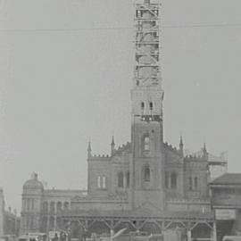 Martin Place Extension, St Stephens Church demolition in progress, Phillip Street Sydney, 1935