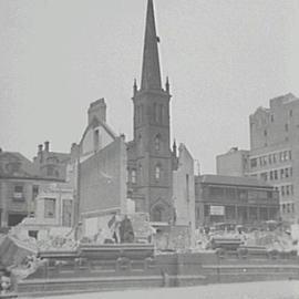 St Stephens Church being demolished, Martin Place extension, Elizabeth Street Sydney, 1933