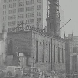 St Stephens Church being dismantled, Martin Place extension, Macquarie Street Sydney, 1935