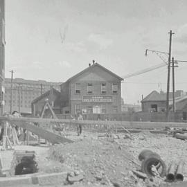 Roadworks and workman, Darling Harbour Railway Goods Yard, Pier Street Haymarket, 1932