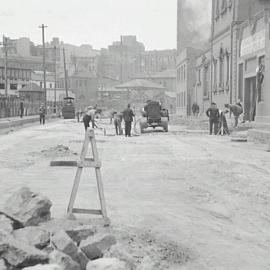 Roadworks and workmen, Pier Street Haymarket, 1932