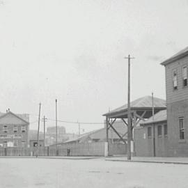 Looking north west after road reconstruction and excavation, Pier Street Haymarket, 1933