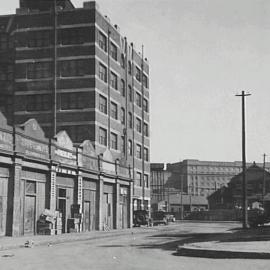 Road before reconstruction, corner Harbour and Pier Streets Haymarket, 1932