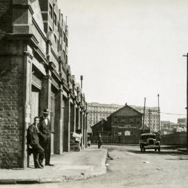 Road before reconstruction, Darling Harbour Railway Goods Yard, Pier Street Haymarket, 1932