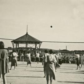 Volleyball game at Moore Park Recreation Centre, Moore Park Road and South Dowling Street Sydney, 1933