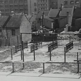 Aerial view of swings in playground, Smith Street Surry Hills, circa 1930