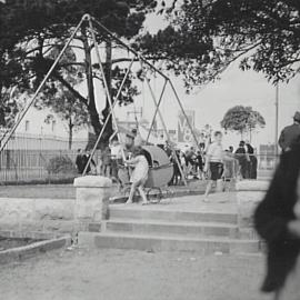 Children on swings, Camperdown Park Children's Playground, Australia Street Camperdown, 1935