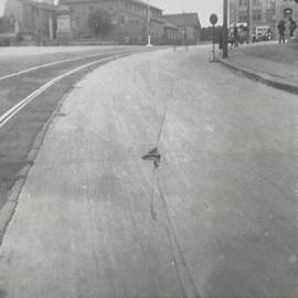 View showing road damage, Queens Square Sydney, 1929