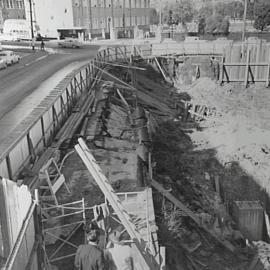 Collapsed footpath, Ross Street and Parramatta Road Forest Lodge, 1963