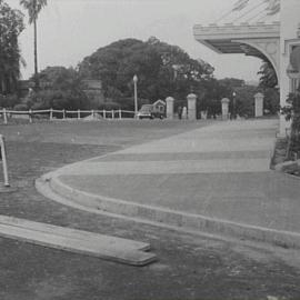 Cahill Expressway roadworks, Conservatorium of Music, Conservatorium Road Sydney, 1956