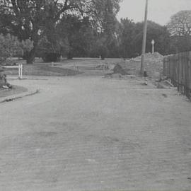 Cahill Expressway roadworks, Conservatorium of Music, Conservatorium Road Sydney, 1956