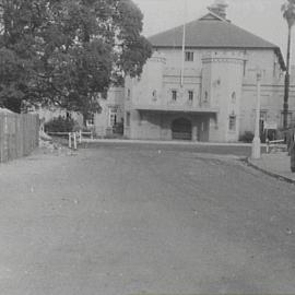Cahill Expressway roadworks, Conservatorium of Music, Macquarie Street Sydney, 1956