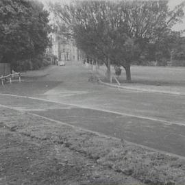 Cahill Expressway roadworks, Government House gates, Conservatorium Road Sydney, 1956