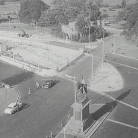 Cahill Expressway roadworks, Macquarie and Bridge Streets and Conservatorium Road Sydney, 1958