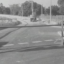 Cahill Expressway roadworks, Macquarie and Bridge Streets and Conservatorium Road Sydney, 1958