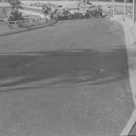 Cahill Expressway roadworks, Macquarie and Bridge Streets and Conservatorium Road Sydney, 1958