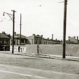 Road before re-alignment and re-surfacing, St Pauls Place Chippendale, circa 1930