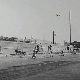 Road in progress, re-alignment and re-surfacing, St Pauls Place Chippendale, 1939