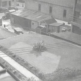 View of roof garden area at rear of Sydney Town Hall, Kent Street Sydney, 1935