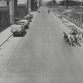 Elevated view looking south of reconstructed street, Wattle Street Ultimo, 1929