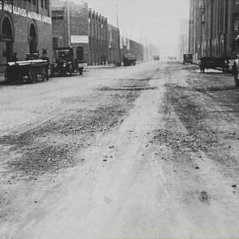 Street prior to road reconstruction, Wattle Street Ultimo, 1929